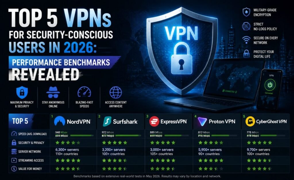 Top 5 VPNs for Security-Conscious Users in 2026: Performance Benchmarks Revealed